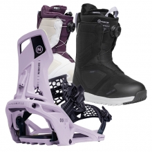 2526 니데커 오리지널 슈퍼매틱 스노우보드 바인딩 - 헤더 + 2526 니데커 캐스케이드 여성용 부츠 세트 (2526 Nidecker Og Supermatic snowboard bindings - Heather + 2526 Nidecker Cascade Women Snowboard Boots)