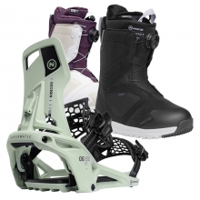 2526 니데커 오리지널 슈퍼매틱 스노우보드 바인딩 - 민트 + 2526 니데커 캐스케이드 여성용 부츠 세트 (2526 Nidecker Og Supermatic snowboard bindings - Mint + 2526 Nidecker Cascade Women Snowboard Boots)