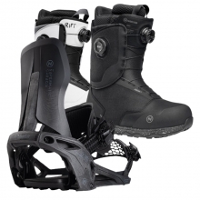2526 니데커 카본 슈퍼매틱 스노우보드 바인딩 - 블랙 + 2526 니데커 리프트 남성용 부츠 세트 (2526 Nidecker Carbon Supermatic snowboard bindings - Black + 2526 Nidecker Rift Mens Snowboard Boots)