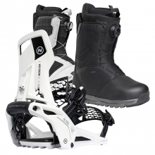 2526 니데커 오리지널 슈퍼매틱 스노우보드 바인딩 - 화이트 + 2526 니데커 캐스케이드 남성용 부츠 세트 (2526 Nidecker Og Supermatic snowboard bindings - White + 2526 Nidecker Cascade Mens Snowboard Boots)