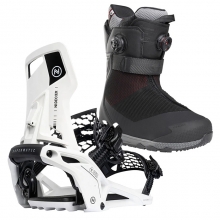2526 니데커 오리지널 슈퍼매틱 스노우보드 바인딩 + 인덱스 남성용 세트 (2526 Nidecker Og Supermatic snowboard bindings - White + 2526 Nidecker Index Mens Snowboard Boots - Black)