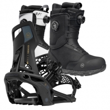 2526 니데커 오리지널 슈퍼매틱 스노우보드 바인딩 - 블랙 + 2526 니데커 리프트 남성용 부츠 세트 (2526 Nidecker Og Supermatic snowboard bindings - Black + 2526 Nidecker Rift Mens Snowboard Boots)