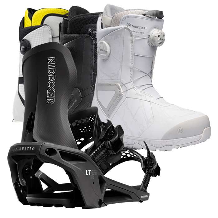 2526 니데커 라이트닝 슈퍼매틱 스노우보드 바인딩 + 키타 남성용 세트 (2526 Nidecker Lt Supermatic snowboard bindings - Black + 2526 Nidecker Kita Mens Snowboard Boots)
