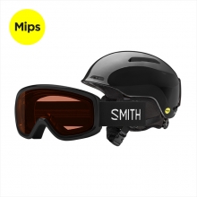 2526 스미스 보드 스키 아동용 고글 + 헬멧 콤보 글라이드 밉스 - 블랙 (SM25SGJMC-BK)