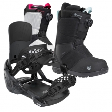 2526 벤트메탈 슈퍼매틱 스노우보드 바인딩 + 니데커 스노우보드 부츠 시에라 여성용 세트 (2526 Bent Metal Lightning Supermatic Binding - Black + 2526 Nidecker Sierra Women Snowboard Boots)