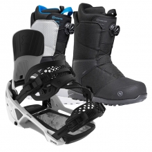 2526 벤트메탈 슈퍼매틱 스노우보드 바인딩 + 니데커 스노우보드 부츠 시에라 남성용 세트 (2526 Bent Metal Lightning Supermatic Binding - White + 2526 Nidecker Sierra Mens Snowboard Boots)