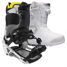 2526 벤트메탈 슈퍼매틱 스노우보드 바인딩 + 니데커 스노우보드 부츠 키타 남성용 세트 (2526 Bent Metal Lightning Supermatic Binding - White + 2526 Nidecker Kita Mens Snowboard Boots)