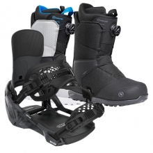 2526 벤트메탈 슈퍼매틱 스노우보드 바인딩 + 니데커 스노우보드 부츠 시에라 남성용 세트 (2526 Bent Metal Lightning Supermatic Binding - Black + 2526 Nidecker Sierra Mens Snowboard Boots)