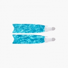 리더핀 프리다이빙 스노클링 블루 웨이브 100% 카본 바이핀 - 화이트 풋포켓 롱핀