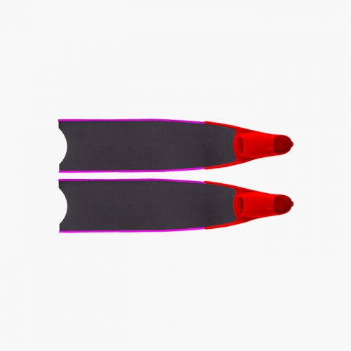 리더핀 프리다이빙 스노클링 100% 퓨어카본 바이핀 - 레드 풋포켓 롱핀