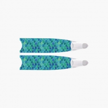 리더핀 프리다이빙 스노클링 머메이드 브라이트 블루 바이핀 - 화이트 풋포켓 롱핀