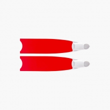 리더핀 프리다이빙 스노클링 네온 레드 아이스 바이핀 - 화이트 풋포켓 롱핀