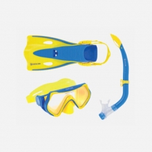 아쿠아렁 프리다이빙 스노클링 세트 히어로 - 옐로우/블루