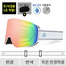 2526 로그 보드 스키 고글 마그넷 프로 라인 화이트 - 에메랄드 편광+변색 530(530 Magnet)