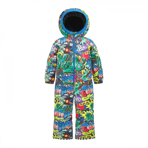 2526 위두 아동용 스노우보드복 원피스 코스모 스프레이프린트 점프슈트 (COSBLUJSprbl)