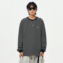 2526 어스투 스노우보드 후드티 스트라이프 롱 슬리브 OTR001 - 블랙 스트라이프 (OTR001BK)