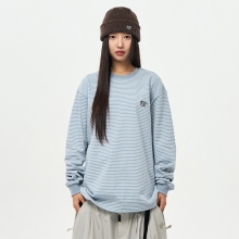 2526 어스투 스노우보드 후드티 스트라이프 롱 슬리브 OTR001 - 블루 스트라이프 (OTR001BL)