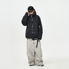 어스투 스노우보드복 코디세트 #2 / 2526 어스투 스노우보드 자켓 3L 플랩 코어 OJK001 - 블랙 + 2526 어스투 스노우보드복 팬츠 U포켓 카고 OSP005 [루즈핏] - 화이트 그레이