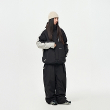 어스투 스노우보드복 코디세트 #24 / 2526 어스투 스노우보드 자켓 아크 플로우 듀얼 톤 OJK004 - 블랙 + 2526 어스투 스노우보드복 팬츠 거셋라인 OSP003 [레귤러핏] - 블랙