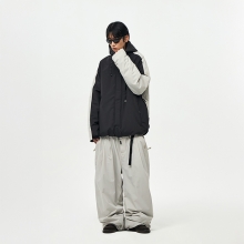 어스투 스노우보드복 코디세트 #25 / 2526 어스투 스노우보드 자켓 아크 플로우 듀얼 톤 OJK004 - 블랙 + 2526 어스투 스노우보드복 팬츠 더블 라인 터크 OSP004 [루즈핏] - 화이트 그레이