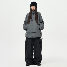 어스투 스노우보드복 코디세트 #37 / 2526 어스투 스노우보드 자켓 플랩 익스플로러 OJK006 - 딥 그레이 + 2526 어스투 스노우보드복 팬츠 더블 라인 터크 OSP004 [루즈핏] - 블랙