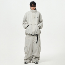 어스투 스노우보드복 코디세트 #46 / 2526 어스투 스노우보드 자켓 오버스케이프 OJK007 - 화이트 그레이 + 2526 어스투 스노우보드복 팬츠 U포켓 카고 OSP005 [루즈핏] - 화이트 그레이