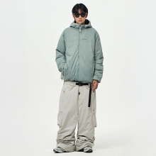 어스투 스노우보드복 코디세트 #61 / 2526 어스투 스노우보드 자켓 컴포웜 인슐레이션 OJK010 - 릴리 패드 + 2526 어스투 스노우보드복 팬츠 U포켓 카고 OSP005 [루즈핏] - 화이트 그레이