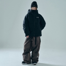 헬로우 스노우보드복 코디세트 #4 / 2526 헬로우 스노우보드복 자켓 완더 구스 다운 - 블랙 + 2526 헬로우 스노우보드복 팬츠 2L 디코이 - 브라운