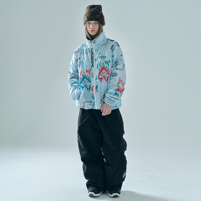 헬로우 스노우보드복 코디세트 #7 / 2526 헬로우 스노우보드복 자켓 인슐레이션 산그리메 - 다이스 플레임 + 2526 헬로우 스노우보드복 팬츠 2L 디코이 - 블랙