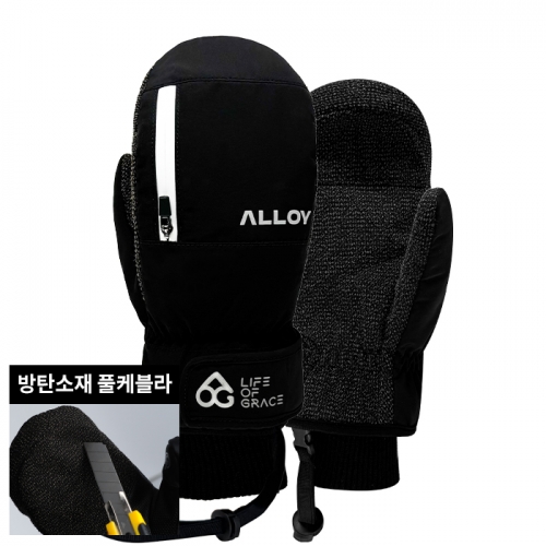 2526 로그 남녀공용 스노우보드 벙어리 장갑 프로 케블라 얼로이 X 로그 - 블랙/화이트 25LPKAXL-B/W