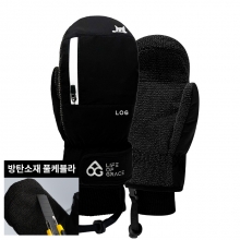 2526 로그 남녀공용 스노우보드 벙어리 장갑 프로 케블라 큐트 캣 - 블랙/화이트 25LPKCC-B/W