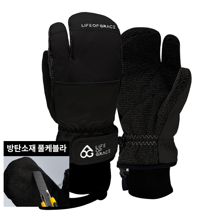 2526 로그 남녀공용 스노우보드 삼지 장갑 프로 케블라 OG 트리거 - 블랙 25LPKLOT-BK