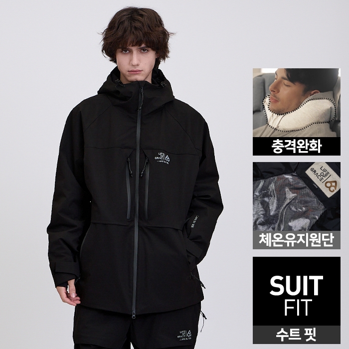 2526 로그 스노우보드복 자켓 인피니트 APX 3L 슈트핏 - 블랙 (25INFJK-BK)