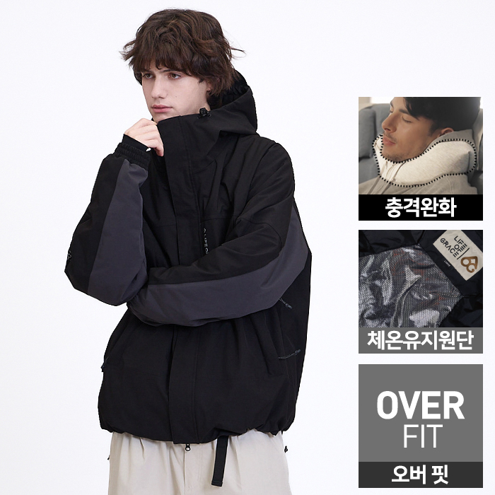 2526 로그 스노우보드복 자켓 힙힙 오버핏 - 블랙/차콜 (25HIPJK-B/C)