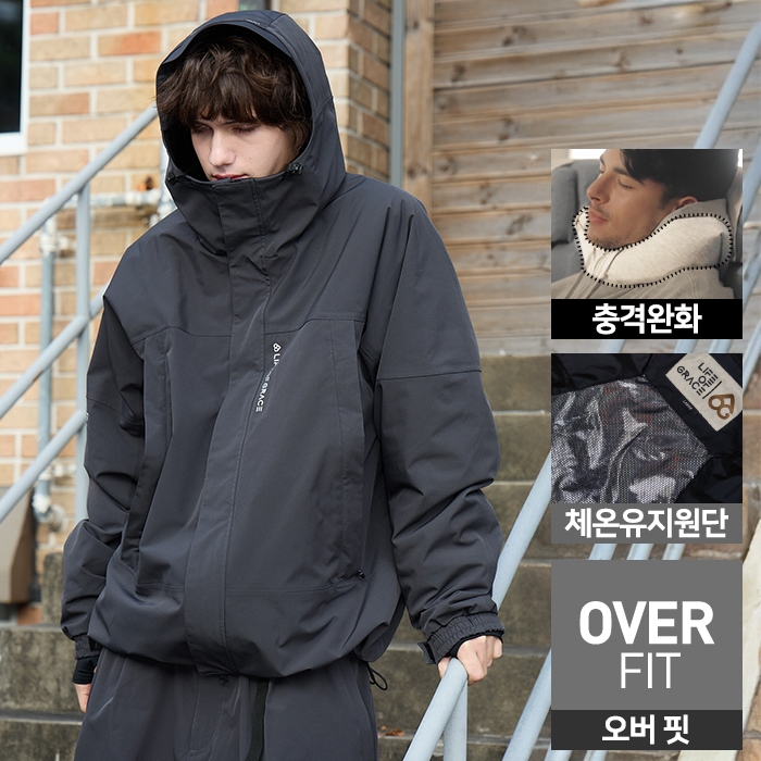 2526 로그 스노우보드복 자켓 힙힙 오버핏 - 차콜 (25HIPJK-CC)