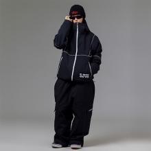 오비오 스노우보드복 코디세트 #14 2526 오비오 스노우보드복 자켓 와일드 파이어 - 제트 블랙 (25JK-05-JB) + 2526 오비오 스노우보드복 팬츠 오버핏 헤이즈 - 제트 블랙 (25PT-03-JB)
