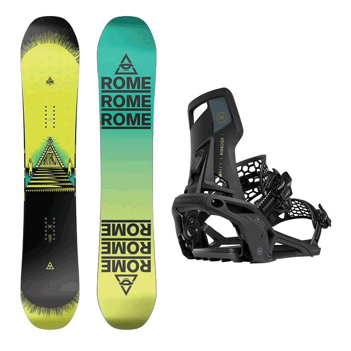 2425 롬 스노우보드 아티팩트 데크 153 156 159 + 2526 니데커 오리지널 슈퍼매틱 바인딩 - 화이트 or 블랙