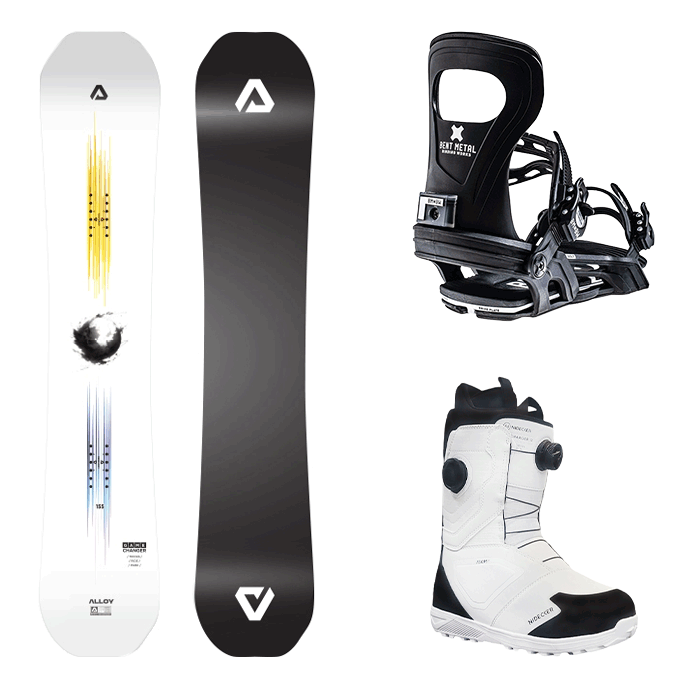 2426 얼로이 스노우보드 게임 체인져 데크 - 155 + 2324 벤트메탈 스노우보드 바인딩 볼트 - 화이트 or 블랙 + 2425 니데커 스노우보드 부츠 차져 알파 Ltd 리미티드 에디션 - 블랙＆화이트