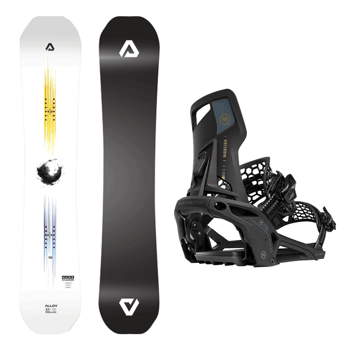 2426 얼로이 스노우보드 게임 체인져 데크 - 155 + 2526 니데커 오리지널 슈퍼매틱 바인딩 - 화이트 or 블랙