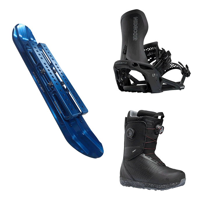 2526 스노몬스 스키에이트 숏스키 메탈 스마일 리프트 세트 + 2526 니데커 라이트닝 슈퍼매틱 스노우보드 바인딩 - 블랙 + 2526 니데커 스노우보드 부츠 리프트 프로