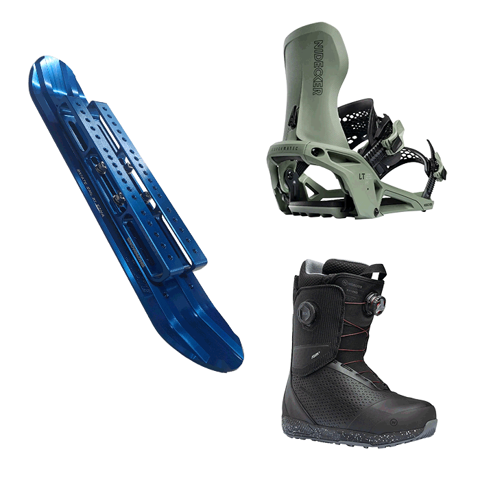 2526 스노몬스 스키에이트 숏스키 메탈 스마일 리프트 세트 + 2526 니데커 라이트닝 슈퍼매틱 스노우보드 바인딩 - 올리브 + 2526 니데커 스노우보드 부츠 리프트 프로