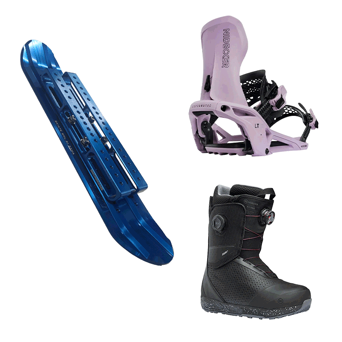 2526 스노몬스 스키에이트 숏스키 메탈 스마일 리프트 세트 + 2526 니데커 라이트닝 슈퍼매틱 스노우보드 바인딩 - 더스크 + 2526 니데커 스노우보드 부츠 리프트 프로