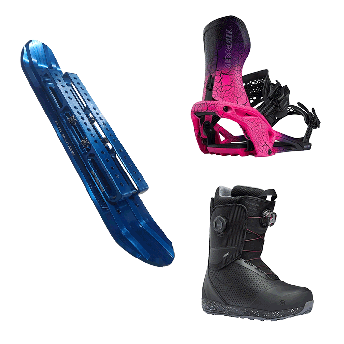 2526 스노몬스 스키에이트 숏스키 메탈 스마일 리프트 세트 + 2526 니데커 라이트닝 슈퍼매틱 스노우보드 바인딩 - 마그마 + 2526 니데커 스노우보드 부츠 리프트 프로