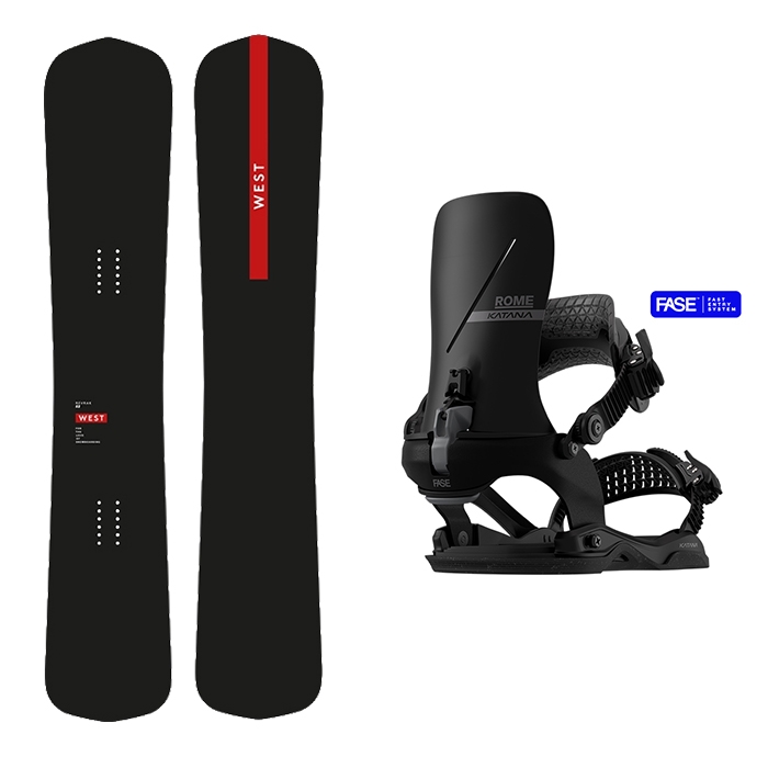 [전향각세미햄머추천] 웨스트 스노우보드 카버 한정판 데크 - 158 163 + [프리런칭] 얼리 선공개 2627 롬 스노우보드 바인딩 카타나 AW 페이즈 - 블랙