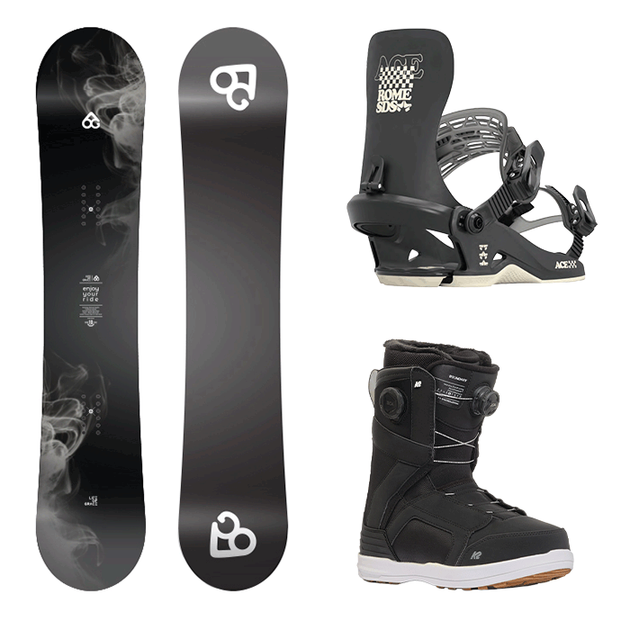 [올라운드강추] 2526 로그 엔조이 유어 라이드 + 2324 롬 스노우보드 바인딩 에이스 - 블랙 (RO.24.23.ACE.BK) + 2526 K2 케이투 스노우보드 부츠 바운더리 - 블랙
