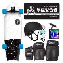 [입문&초중급 올인원] 하이드로포닉 서프스케이트 + 보호대 + 헬멧세트 + 무료강습 + LED불바퀴 + 휴대용툴 - 피쉬 마블 31.5&Prime;x9.75&Prime;