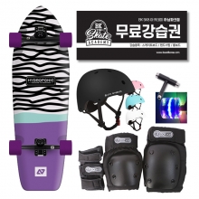 [입문&초중급 올인원] 하이드로포닉 서프스케이트 + 보호대 + 헬멧세트 + 무료강습 + LED불바퀴 + 휴대용툴 - 스퀘어 콘크리트 퍼플 33&Prime;x10.25&Prime;