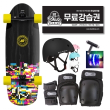 [입문&초중급 올인원] 하이드로포닉 서프스케이트 + 보호대 + 헬멧세트 + 무료강습 + LED불바퀴 + 휴대용툴 - 라운디드 글리치 30&Prime;x10&Prime;