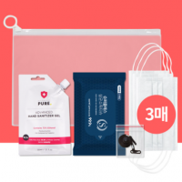 안티 코로나 생활안심세트(손소독티슈10매 1P+손소독젤30ml 1P+일회용마스크 3P+마스크스트랩 1P )