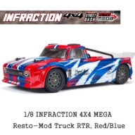 ARA4215V3T1 ARRMA 1/8 INFRACTION 4X4 MEGA Resto-Mod Truck RTR, Red/Blue